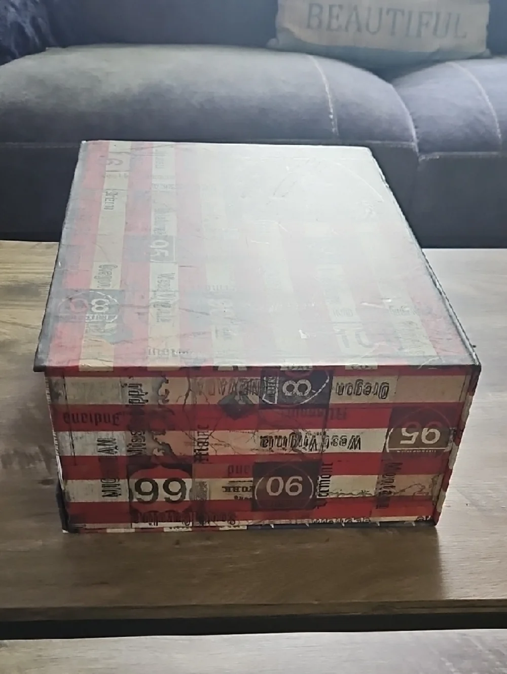Decorative American Flag Pattern Storage Box - Red, White & Blue